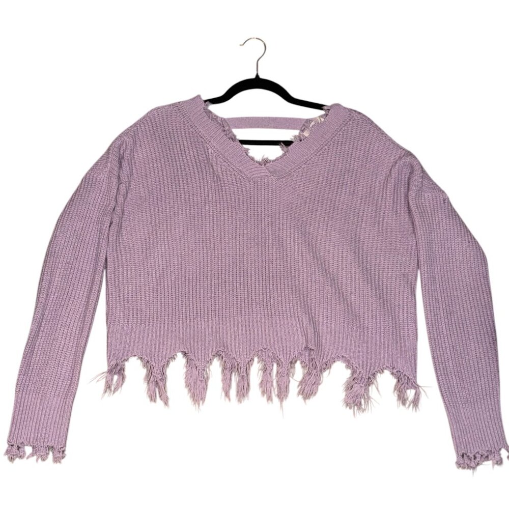 PURPLE BOHO CROP TOP SWEATER